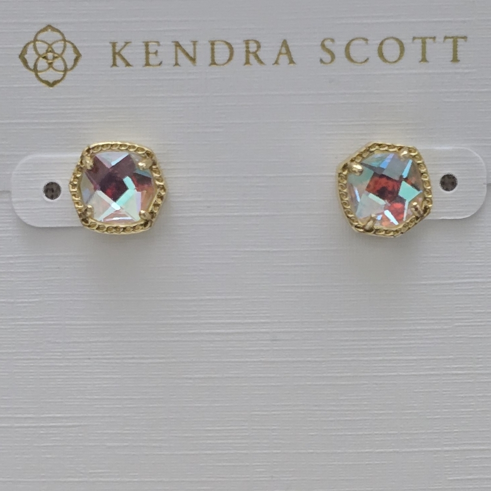 Kendra Scott Davie Gold Tone Stud Earrings In Dichroic Glass
